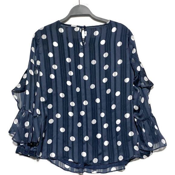 Chicos Polka Dot Pleat-Sleeve Top Women's Size 1P (8 Medium Petite) Loose Fit - Picture 2 of 7